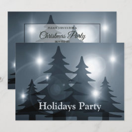 Christmas Party Blue Trees Holiday Winter Elegant Inbjudningar