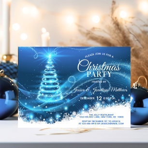 CHRISTMAS PARTY BLUE Twinkle Ljus Träd Inbjudningar