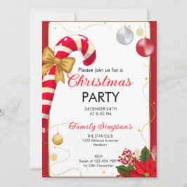 Christmas Party Candy Cane Inbjudningar