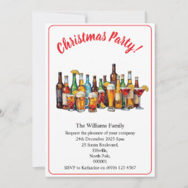 Christmas Party Drinks And Cocktails Minimal Xmas Inbjudningar