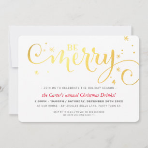 CHRISTMAS PARTY festive roligt typography BE MERRY Julkort
