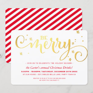 CHRISTMAS PARTY festive roligt typography BE MERRY Julkort