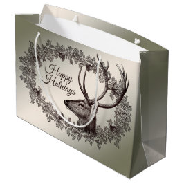 Christmas Party Floral Reindeer Golden Winter