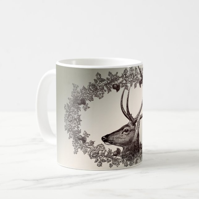 Christmas Party Floral Reindeer Golden Winter Kaffemugg (Framsida vänster)