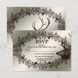 Christmas Party Floral Reindeer Golden Winter OSA Kort