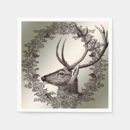 Christmas Party Floral Reindeer Golden Winter Pappersservett