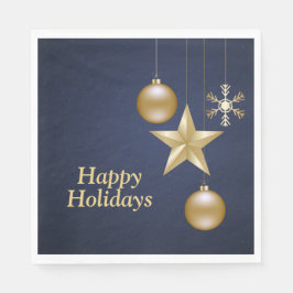 Christmas Party Golden Ornament Navy Blue Elegant Pappersservett