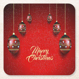 Christmas Party Golden Red Winter Elegant Underlägg Papper Kvadrat