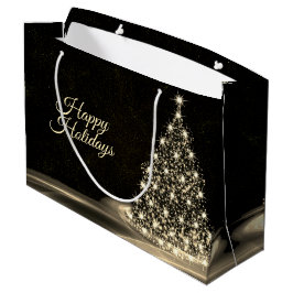 Christmas Party Golden Shiny Tree Winter Black