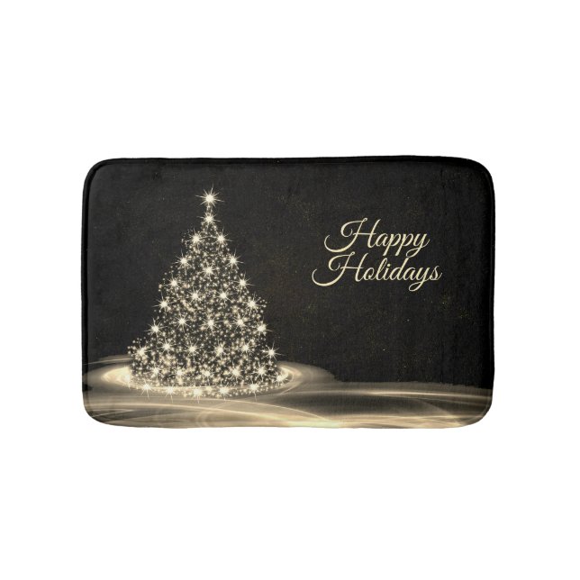 Christmas Party Golden Shiny Tree Winter Black Badrumsmatta (Framsidan)