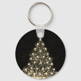 Christmas Party Golden Shiny Tree Winter Black Nyckelring