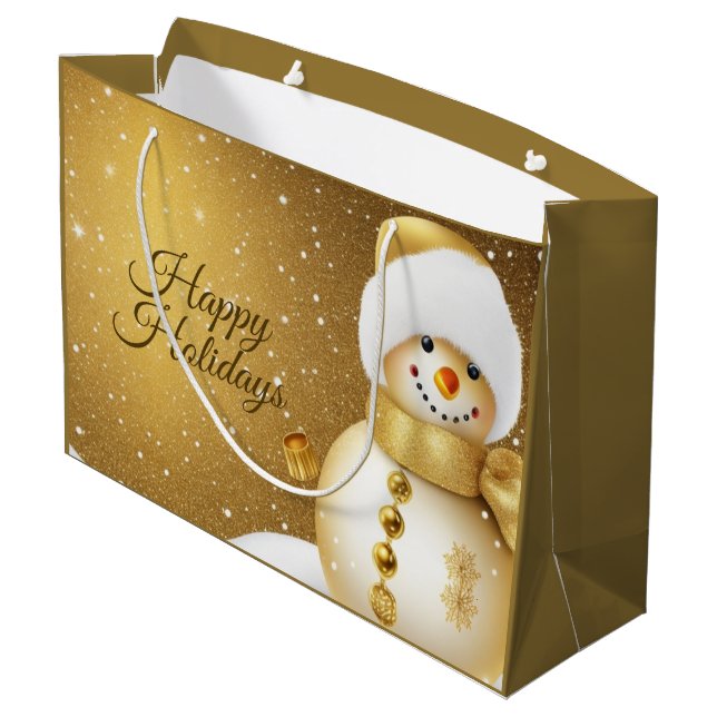 Christmas Party Golden Snowman Snowflakes Holidays (Baksidan Vinklad)