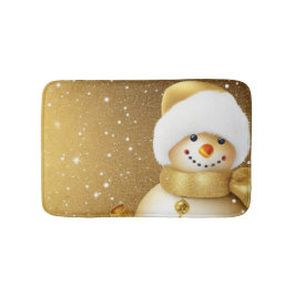 Christmas Party Golden Snowman Snowflakes Holidays Badrumsmatta