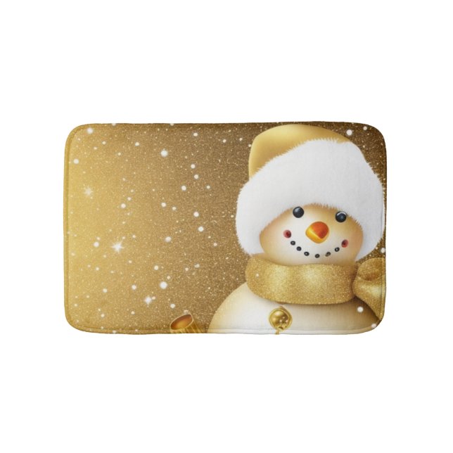 Christmas Party Golden Snowman Snowflakes Holidays Badrumsmatta (Framsidan)