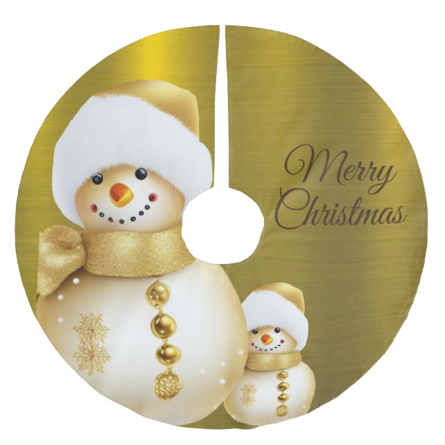 Christmas Party Golden Snowman Winter Holiday Julgransmatta Borstad Polyester (Framsidan)