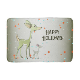 Christmas Party Green Deers Holidays Cute Badrumsmatta