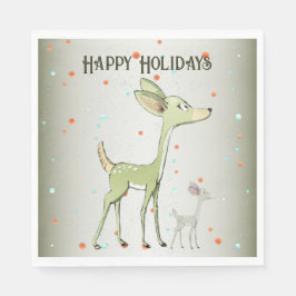 Christmas Party Green Deers Holidays Cute Pappersservett