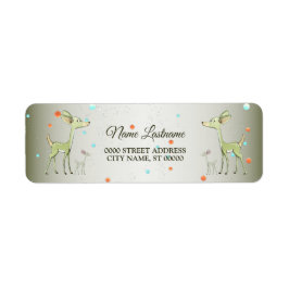 Christmas Party Green Deers Holidays Cute Returadress Etikett