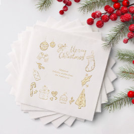 Christmas Party Hand Drawn Doodles Festive Gold