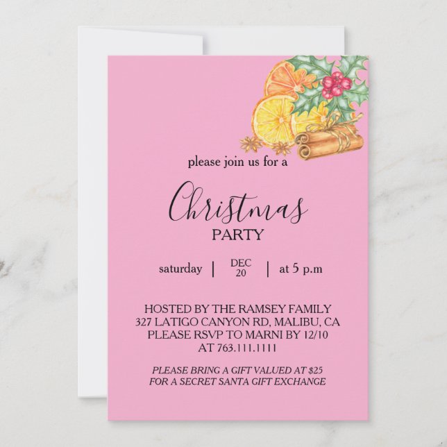 Christmas Party Invitation Card Inbjudningar (Framsida)