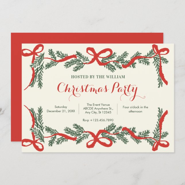 Christmas Party Invitation Inbjudningar (Fram/baksida)