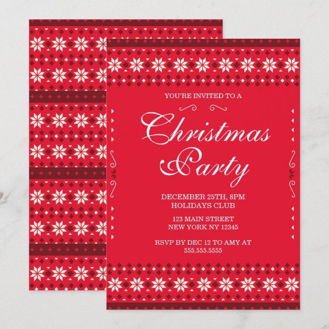 Christmas Party Invitation Inbjudningar (Fram/baksida)
