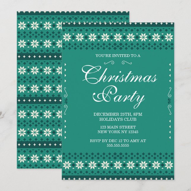Christmas Party Invitation  Inbjudningar (Fram/baksida)