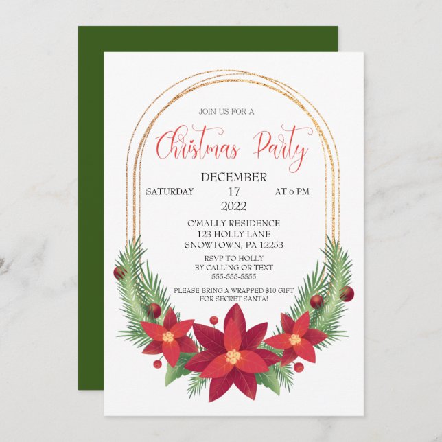 CHRISTMAS PARTY INVITATION, JULFEST INBJUDNINGAR (Fram/baksida)