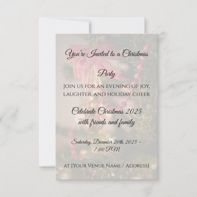 Christmas Party Invitation Personalize Tack Kort (Framsida)
