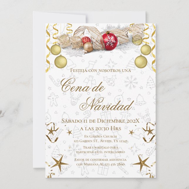 Christmas Party Invitation Posada Navideña Inbjudningar (Framsida)
