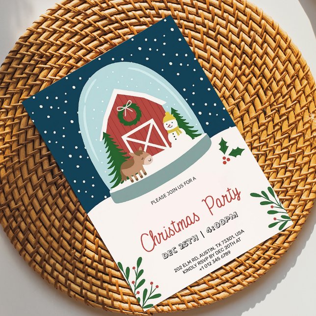 Christmas party Invitation with a cozy barn  Inbjudningar (Skapare uppladdad)