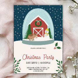 Christmas party Invitation with a cozy barn Inbjudningar