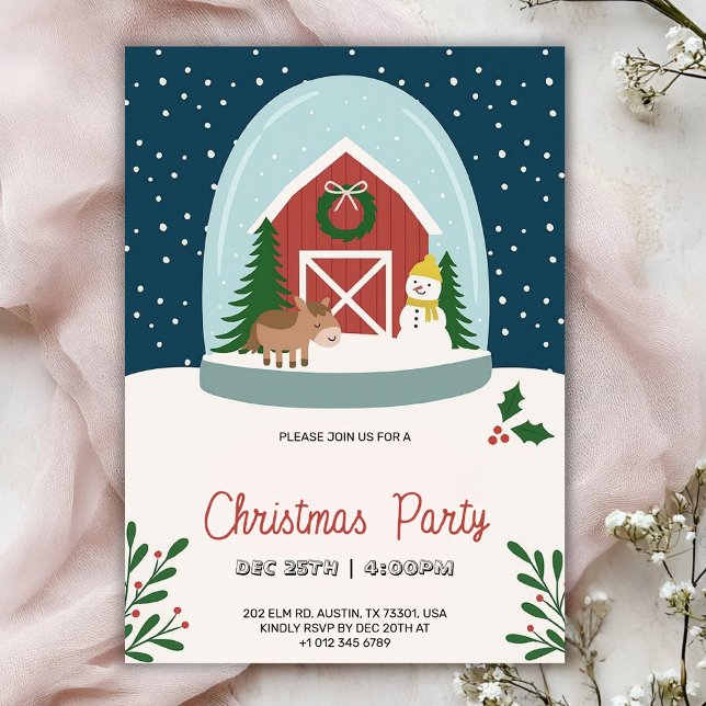 Christmas party Invitation with a cozy barn Inbjudningar (Skapare uppladdad)