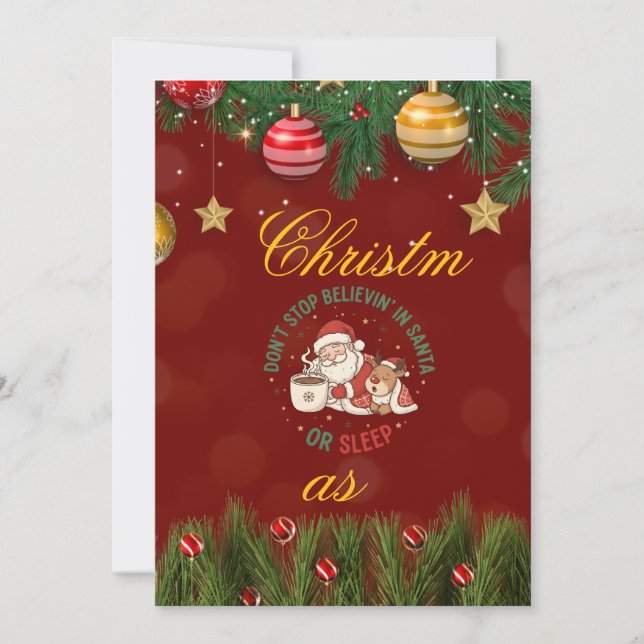 Christmas Party Invitation with Santa Claus Illust Inbjudningar (Framsida)