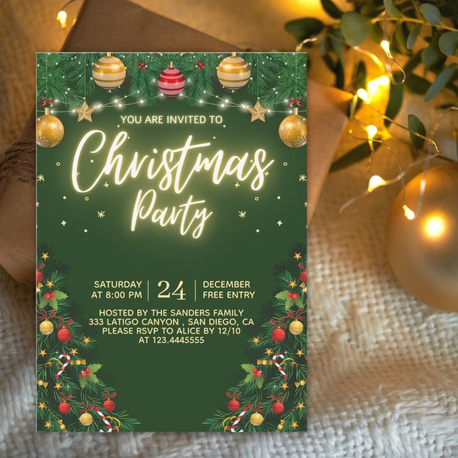 Christmas Party Invitation with Shining Yellow Inbjudningar (Skapare uppladdad)