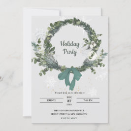 Christmas Party Invitation Wreath Snowflakes Inbjudningar