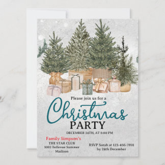 Christmas Party Pine Trees Inbjudningar