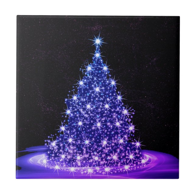 Christmas Party Pink Blue Tree Winter Black Rustic Kakelplatta (Framsidan)