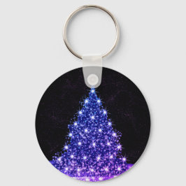 Christmas Party Pink Blue Tree Winter Black Rustic Nyckelring
