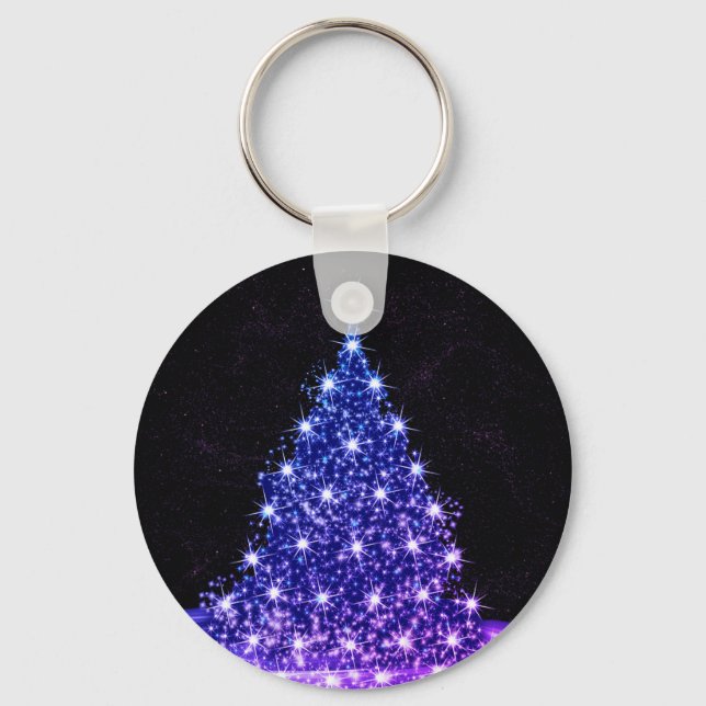 Christmas Party Pink Blue Tree Winter Black Rustic Nyckelring (Framsida)