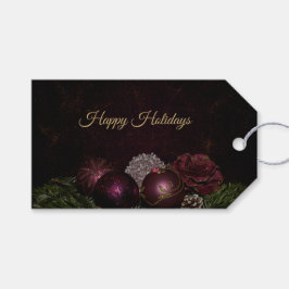 Christmas Party Pink Ornament Green Leaves Black Presentetikett