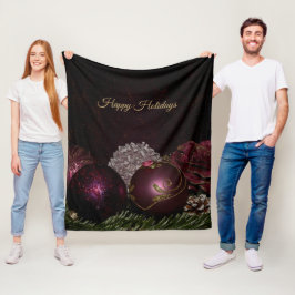 Christmas Party Pink Ornaments Green Leaves Black Fleecefilt