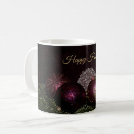 Christmas Party Pink Ornaments Green Leaves Black Kaffemugg