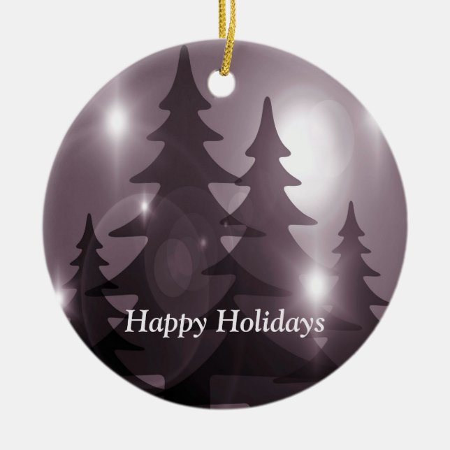 Christmas Party Pink Trees Holiday Winter Elegant Julgransprydnad Keramik (Framsidan)