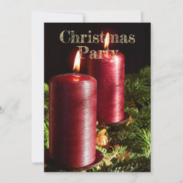 Christmas Party Red Candles Winter Holidays Inbjudningar