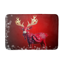 Christmas Party Red Reindeer Winter Holidays Badrumsmatta