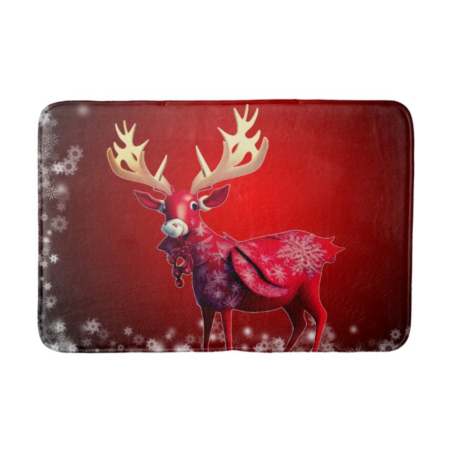 Christmas Party Red Reindeer Winter Holidays Badrumsmatta (Framsidan)