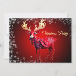 Christmas Party Red Reindeer Winter Holidays Inbjudningar