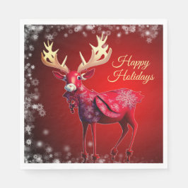 Christmas Party Red Reindeer Winter Holidays Pappersservett