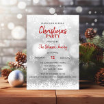 CHRISTMAS PARTY Red Silver Snöflingor Snö Inbjudningar<br><div class="desc">*** Storlek är 3, 5" x 5" - andra tillgängliga storlekar *** Personlig Modern julfest bjuder in i Red and silver färg. Bakgrund i ljus och snö och snöflingor. Redigerbar mall - lägg bara till texten. Du kan ändra teckensnitt, färg och storlekt. Perfekt för party i hemmet, party i kontoret,...</div>